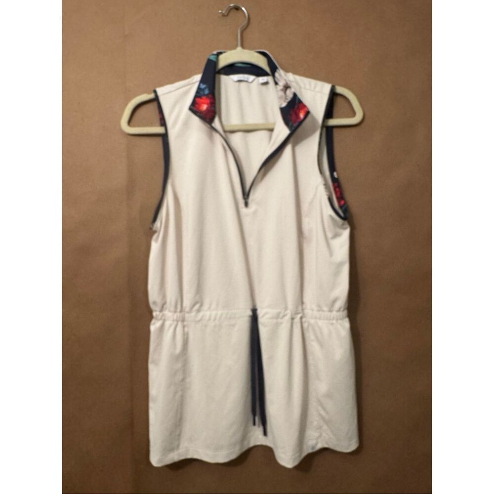 Lady Hagen‎ Drawstring Sleeveless Golf Polo in birch tan.